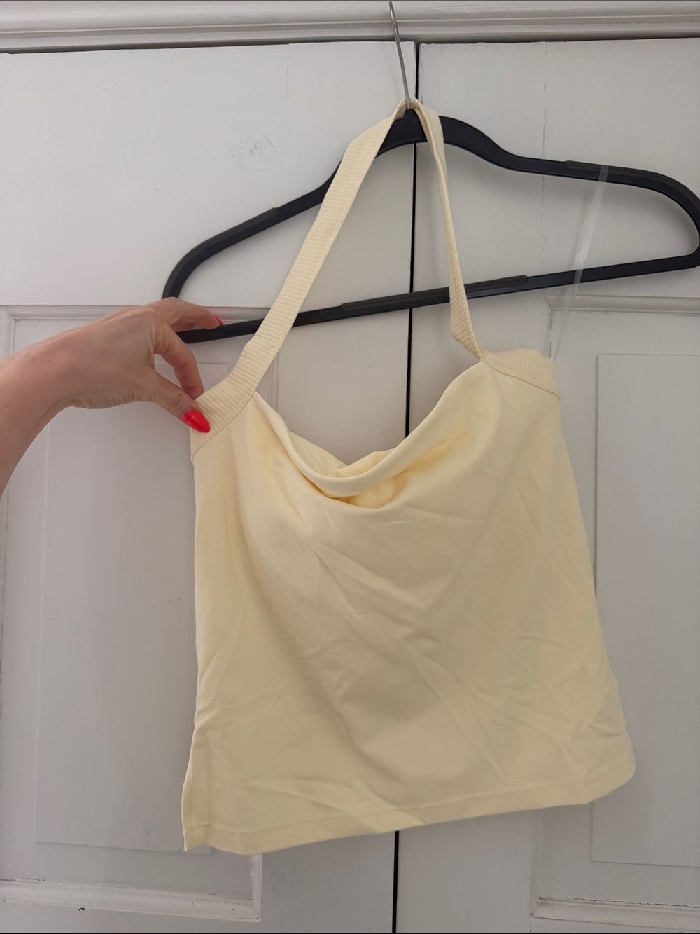Light Cream Halter Cowl-Neck Tank